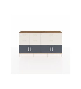Arges Konsol Tek Raflı 6 Çekmeceli 4 Kapaklı 176x30x99 Çam-Antrasit/Aytaşı