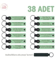 Açık Yeşil, Yeni Doğan Mevlidi Hatırası İçin İsim Yazılı Anahtarlık 38’li Set, Gelen Konuklara Özel