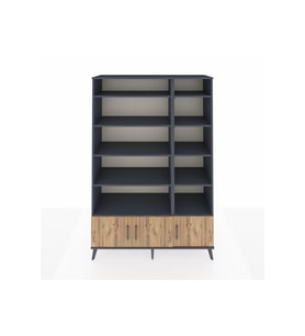 Hyperion Dolap 10 Raflı 3 Kapaklı 132x44x195 Antrasit-Çam/Antrasit