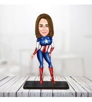 kişiye özel karikatür biblo kaptan bayan amerika