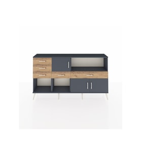 Arges Konsol 2 Raflı 5 Çekmeceli 3 Kapaklı 176x30x99 Antrasit-Antrasit/Çam