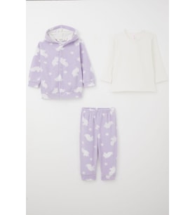 Breeze Kız Bebek Bodyli 3 Lü Polar Takım Yıldız Desenli 4 Ay-1 Yaş, Lila