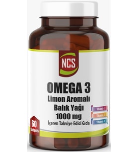 Omega 3 Balık Yağı 1000 MG Doğal Limon Aromalı 60 Yumuşak Kapsül