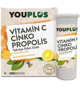 Youplus Vitamin C Çinko Propolis 20 Efervesan Tablet