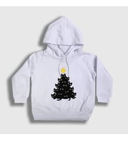 Presmono Unisex Çocuk Beyaz Lights Black Cat Kedi Yılbaşı Kapüşonlu Sweatshirt 364302tt