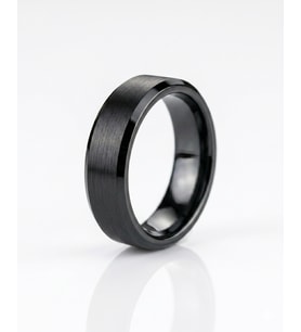 Erkek Düz Siyah Renk 6 mm Tungsten Yüzük