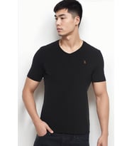 T9568 DEWBERRY V YAKA ERKEK T-SHIRT-SİYAH