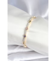 Pirinç Gold Renk Zirkon Taşlı Kadın Bileklik TJ-BB7971
