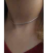 Gümüş kısa choker rose su yolu taşlı kolye ko9e67