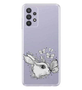 Kılıfland Samsung Galaxy A32 Kılıf Silikon Resimli Kapak White Rabbit Stok 892