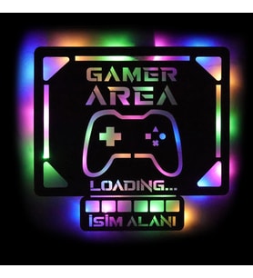 Lucenda Led Işıklı Kişiselleştirilebilir Tablo Gamer Area Dekoratif Gece Lambası