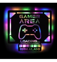 Lucenda Led Işıklı Kişiselleştirilebilir Tablo Gamer Area Dekoratif Gece Lambası (Çok Renkli)