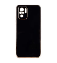 Xiaomi Redmi Note 10S Kılıf Zore Bark Kenarları Altın Renk Kılıf (Siyah)