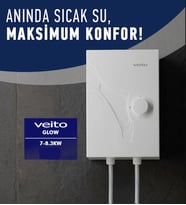 Veito Glow 7-8.3kW Ani Su Isıtıcısı - A Sınıfı Enerji Tasarruflu, Hassas Sıcaklık Kontrollü Şofben Elektirikli Şofben (Montaj dahil değildir.)