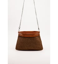 Kağıt İp Omuz Çantası Astarlı Çıkarılabilir Zincir Askılı Kadın Çantası 30x22 cm