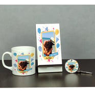 Doğum Günü Hediyesi Fotoğraflı Üçlü Set (Kupa + Telefon Standı + Anahtarlık)