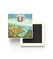 Retro Peru Lima Şehri Temalı Vintage Buzdolap Magneti – 9x9 cm
