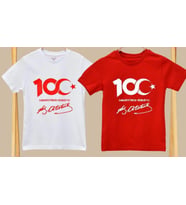 MODAVALS 23 NİSAN 19 MAYIS 30 AĞUSTOS 29 EKİM 10 KASIM OKUL GÖSTERİ UNISEX GARSON BOY 100. YIL ATATÜRK İMZA BASKILI KISA KOL TSHIRT - KIRMIZI