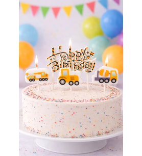 İnşaat Tema Mum Seti Happy Birthday 4lü Mum Seti 0425