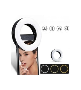 Halka LED Selfie Işığı 3 Renk Modlu Şarjlı, Telefon ve Kamera Uyumlu