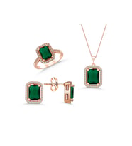 Gümüş Takı Seti Yeşil Rose Gold
