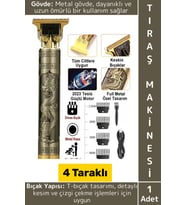 Premium T Bıçak 4 Taraklı Sakal Ense Çizik Şekillendirme Şık Tasarım Kablosuz Şarjlı Tıraş Makinesi