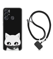 Tecno Pova Neo Kılıf Silikon Boyun Askılı İpli Desenli Silikon Pandemi Cat 1729