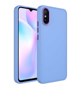Xiaomi Redmi 9A Kılıf Metal Çerçeve Lansman Silikon Kapak (Lila)