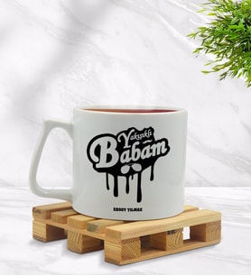 BK Gift Kişiye Özel Yakışıklı Babam Tasarımlı Middle Beyaz Kupa Bardak Model 1