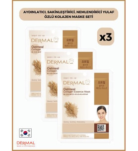 Dermal Aydınlatıcı, Sakinleştirici, Nemlendirici Yulaf Özlü Kolajen Maske 23 Gr 3 Adet