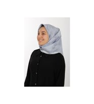Aker 90x90 Mavi Gri Ipek Krep Saten Eşarp 7208701-321