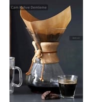 800 ml Chemex Cam Kahve Demleme Ahşap Tutacaklı Büyük Boy 6 Bardak