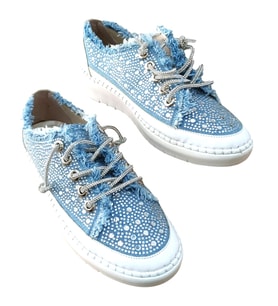Aria 2410 Kadın Taşlı Kot Sneaker Ayakkabı Mavi (Açık Mavi)