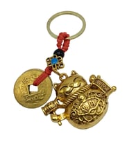 Feng Shui Şans Parası Maneki Neko Metal Anahtarlık No.2