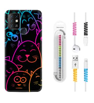 INFINIX Hot 8 9 10 11S Hot 10 Play 10T Kılıf Kablo Koruma Spiral Silikon Neon Cats 1790