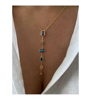 14 K Gold Kaplama 925 Ayar Gümüş Renkli Taşlı Y Kolye