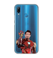 Huawei P20 Lite Uyumlu Iron Man Desenli Şeffaf Telefon Kılıfı