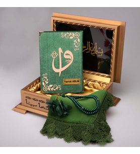 Gold Sandıklı Hafız Boy Kur'an-ı Kerim Seti(haki yeşil)