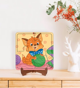 BK Toys Çocuklar İçin 2 si 1 arada Eğitici-Öğretici Ahşap 4 Parça Yapboz Puzzle Çerçeve Model 18