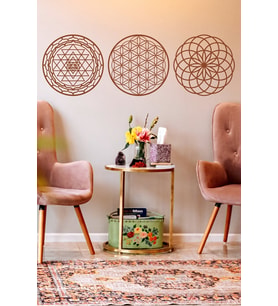 UNT Kahverengi3'lü Kutsal Geometri, Sri Yantra ve Torus Ahşap Dekoratif Tablo (Kahverengi)