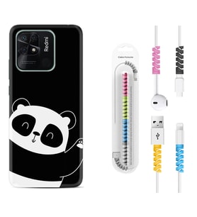 Xiaomi Poco X3 Pro M4 Pro X4 Pro C40 10C Kılıf Kablo Koruma Spiral Silikon Bay Bay Panda 1784