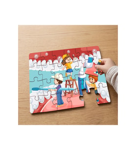 Diş Fırçalayan Mutlu Çocuklar Tasarımlı 24 Parça Ahşap Çocuk Puzzle MPK0743