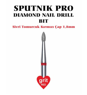 Elmas Sivri Tomurcuk Freze Kırmızı Çap 1,8mm