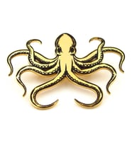 Ahtapot Okyanus Resif Octopus Paslanmaz Sarı Çelik Rozet Broş Pin RZ224