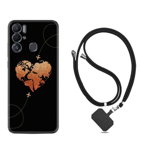 Tecno Pova Neo Kılıf Silikon Boyun Askılı İpli Desenli Silikon Plane Heart 1721