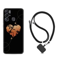 Tecno Pova Neo Kılıf Silikon Boyun Askılı İpli Desenli Silikon Plane Heart 1721