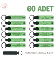 Şirketin Babalar Günü Kutlamasında Hediye, 60'lı Set, İsimli Hatıra Deri Anahtarlık, F Yeşil & Laci (Fıstık Yeşili)