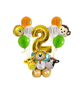 2 Yaş Jungle Safari Hayvan Balonlar Set Krom Metalik Lateks Balon