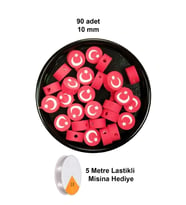 90 Adet 10 mm Polimer Kil Fimo Boncuk Takı Bileklik + 5 Metre Lastikli Misina Hediye - Türk Bayrağı