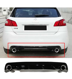 Peugeot 308 GT Difüzör + Egzoz Görünüm Parlak Siyah Difizör 2013 2014 2015 2016 2017 2018 +bodykit